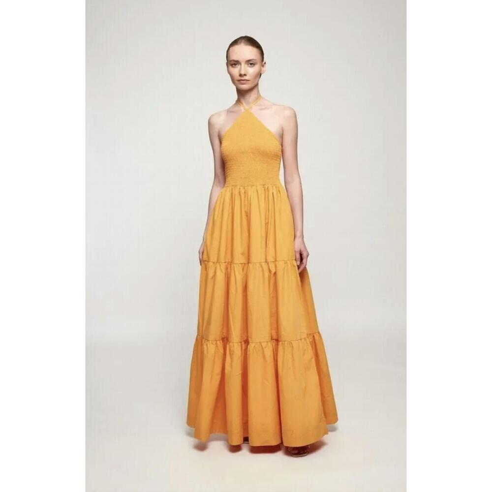 NEW S/W/F tie up tiered maxi dress in golden yello